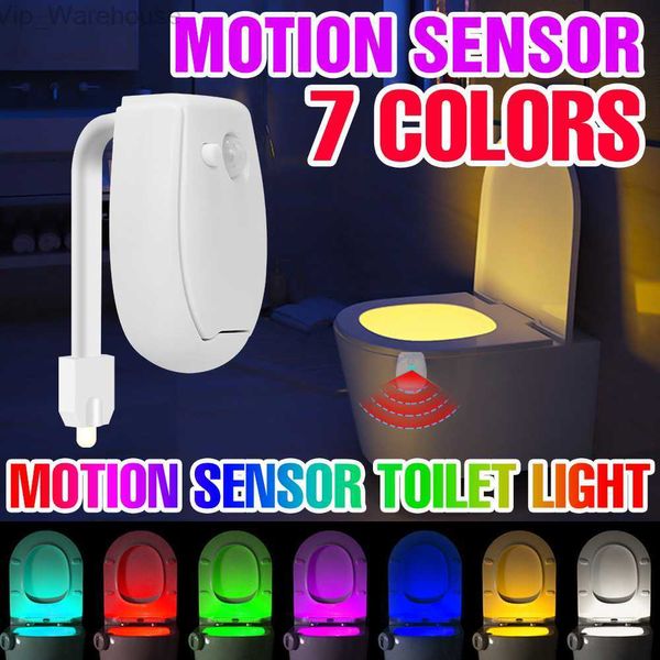 LED -Toiletten Nacht Licht LED RGB Toilettenlampe Smart Pir Motion Toilettensitze 5 -V -Badezimmer Beleuchtung Lampe Innenräume wasserdichte Glühbirne HKD230812