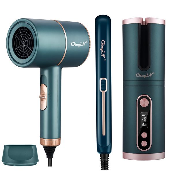 Secadores de cabelo 2000w secador de ruído baixo mini alisadores de chapas planas não ligadas aalor automático Rolo recarregável Rolo de curling Waver 230812