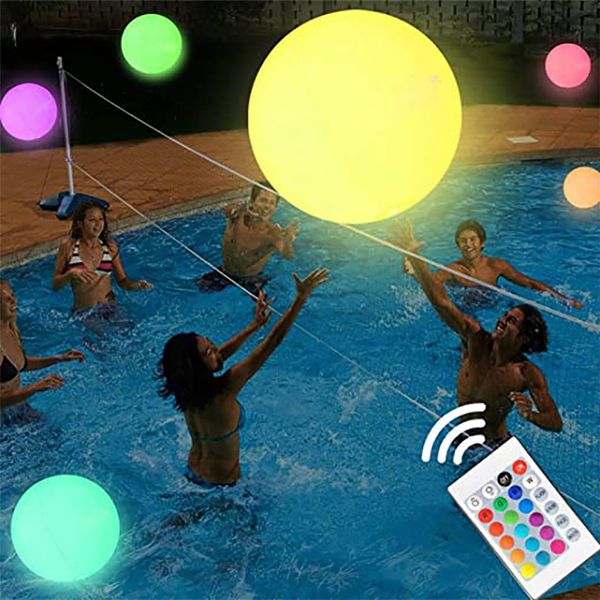 Altre forniture per feste di eventi 4060 cm LED Glowing Beach Ball Remote Control Light Piscina giocattolo Accessori gonfiabili luminosi 230812