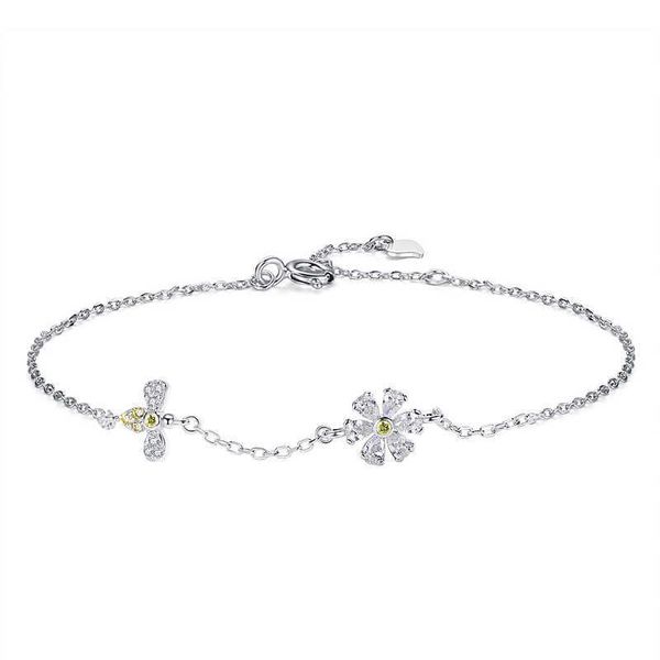 Little Daisy S925 Bracciale d'argento Ornamento da donna Edizione coreana Minimalista INS Fresh Net Red Chrysanthemum