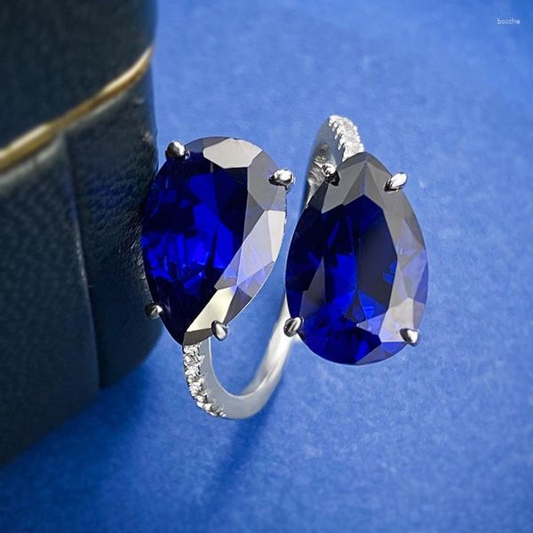 Anelli di cluster 2023 Droplet ad anello S925 3 Spinel blu 8 12 Open Fashion Versatile