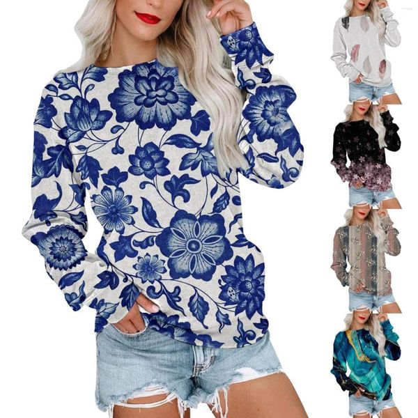 Roupas de ginástica de baixo corte de baixo outono e inverno Moda longa Manga longa Pullover de pescoço de pescoço Flor Pragem impressa Júnior Hoodies Mulheres Zippe