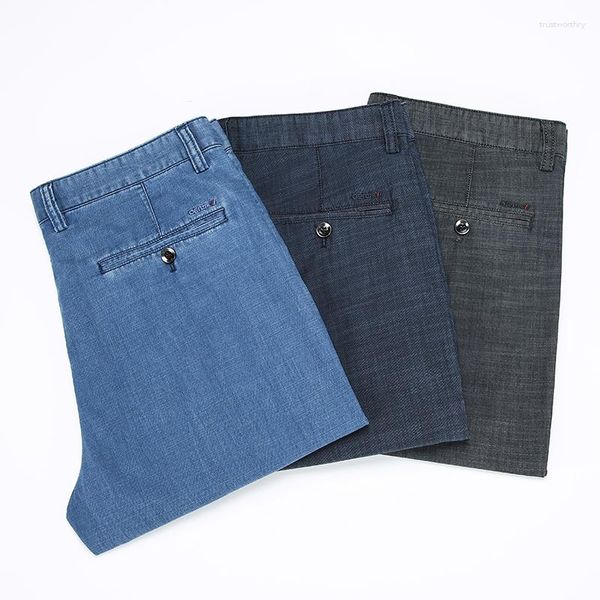 Herren Shorts Classic Summer Business Denim gerade losen Eis Seidenstoff Kühle geschnittene Hosen hochwertig groß Größe 40 42