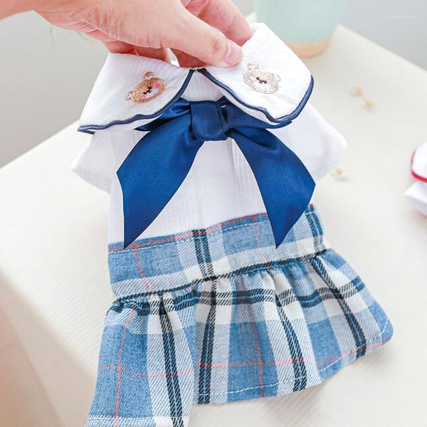 Hundekleidung niedliche Bärenkleidung Casual Girl Haustier Kleidung Sommer für Katzenrobe XL Blue Pink Fancy Rock School Uniform Großhandel Produkte