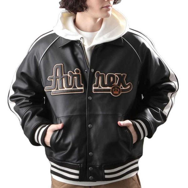 Jaquetas masculinas pretas de inverno personalizadas na moda, casaco de couro Letterman Bomber Baseball Varsity Jacket