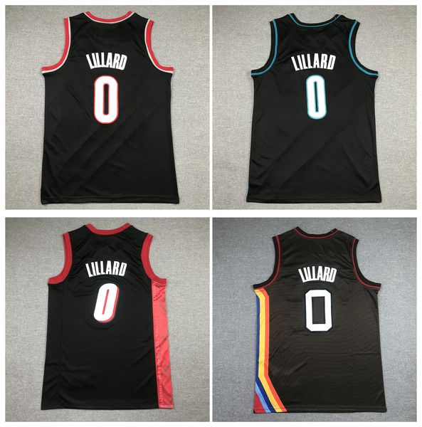 Sl Damian 0 Lillard Blazer Basketball Jersey Portlands Black Size S-XXL