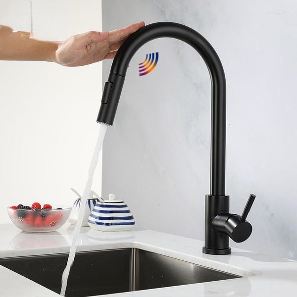 Rubinetti da cucina smart touch rubinetto batti d'acqua del sensore lavandino rotazione miscelatore