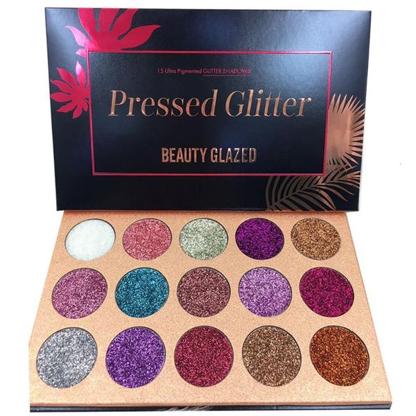 Eye Shadow Beauty Glazed 15 Paleta de sombra colorida Paleta Glitter Pressionada Maquiagem Diamond Diamond Cosmetic Shines Shimmer Club Party MAQUIAGEM 230812