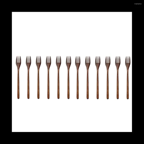 Forks Wooden 12 peças salada de madeira japonesa para garfo de mesa de mesa para crianças adultos