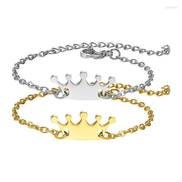 Link braccialetti catena corona in acciaio in titanio per uomo femminile amanti ragazzi ragazze gioielli oro regalo colore argento