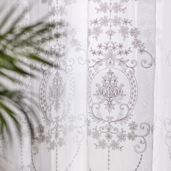 Cortinas puras de estilo coreano escavadas na janela de renda branca tela flutuante em varanda bordada 230812