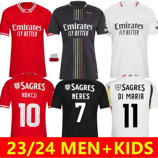 2023 2024 Benfica Futbol Forması Rafa Neres G.Ramos 23/24 Ev Erkekler Çocuk Kiti Futbol Gömlek Otamendi Grimaldo Joao Mario Yaremchuk