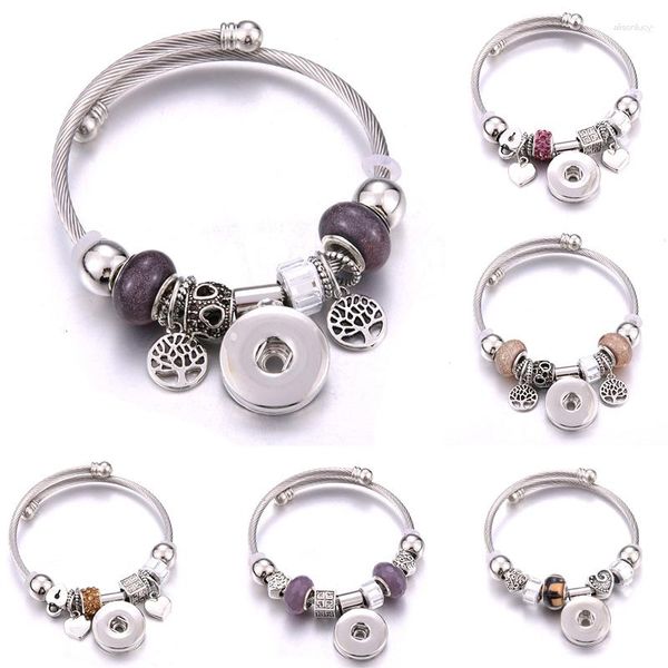 Braccialetti di fascino giallo brandigli di cristalli viola da donna marca da donna moda elastica elastica da 18 mm a bottone a bottone fai -da -te regalo fai -da -te