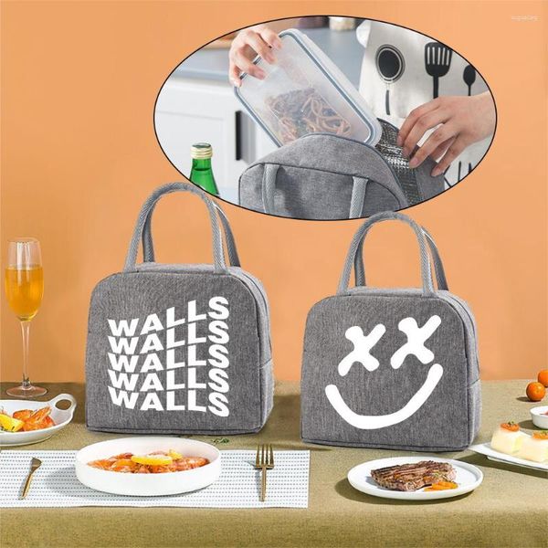 Duffel Bags Lunchbag Food Cooler für Frauen Arbeit Box Kinder isolierte thermische Organizer Picknick Leinwand Pack Wände Druckhandtasche