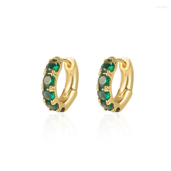 Orecchini a cerchio Hoyon Zircon Emerald Women's Fashion's 14K Gold Gold Green Luxury Crystal Gioielli