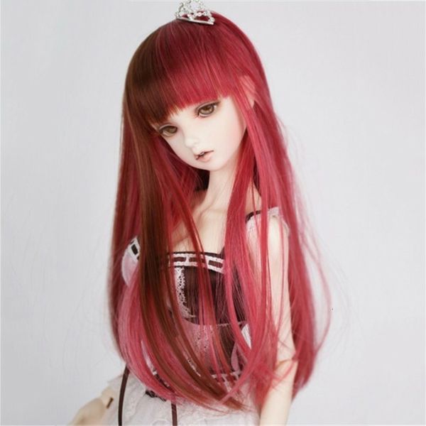 Кукла аксессуары 1/3 1/4 1/6 BJD SD MSD WIG DOND Прямой прямой двухцветный синтетический высокотемпературный волокно 230812