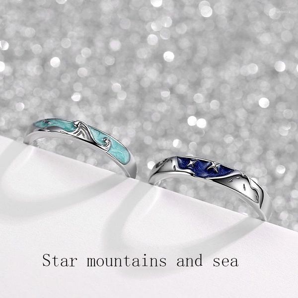 Clusterringe Original Star Sea Ehepaar Ring Sterling Silber Ins Stil kreativer romantischer Nischendesign Souvenirschmuck Geschenke