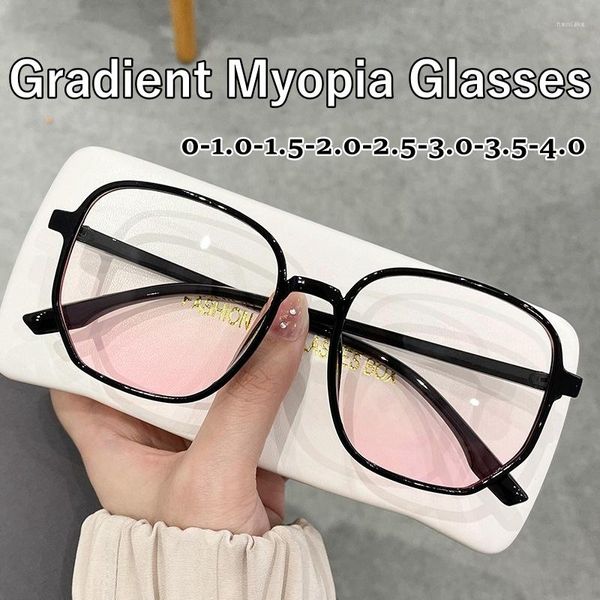 Sonnenbrille Gradient Square Frame fertig Myopia Brille Trendy Pink Linsen Rouge Eyewear Unisex Blue Light Blocking Computer Computer