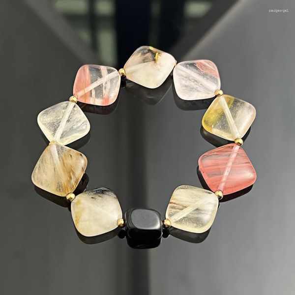 Strand Square Natural Stone Bracelets For Women Girls Fashiong Fashiong Ajusta Bulbagas de pulseira de joias de jóias