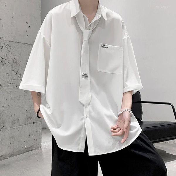 Camisas casuais masculinas 2023 Roupas de verão Fino de manga curta de manga curta
