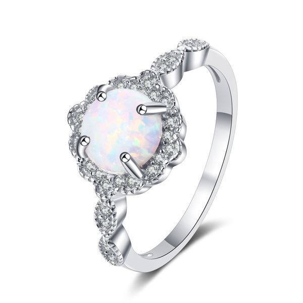 S925 Sterling Silver Luxury Australian GEM SET Diamond Anello di personalità europea e americana Simple Women Opal Ring