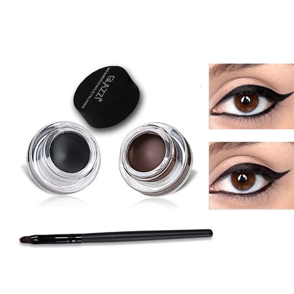 Göz Shadowliner Kombinasyonu Eyeliner, Gölgeli ve Solmaz Gölge Tutkal Katı Krem 2 İçinde 1 Siyah Kahverengi Su Geçirmez Uzun Longlasting 230812