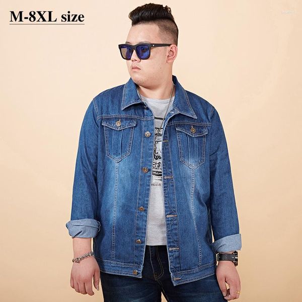 Giacche da uomo Plus size 5xl 6xl 7xl 8xl denim 2023 cappotto autunnale classico design a bavaio