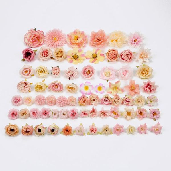 Dekorative Blumen 70pcs künstliche Seidenmasse Rosen Combo Set DIY Bastel machen Ornament Haircron Crown Decorfake Blumenzubehör