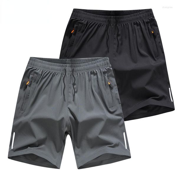 Roupas de ginástica de verão shorts casuais homens respiráveis ​​na praia gelo seda confortável fitness bastão esportes calças curtas cor corrida masculina