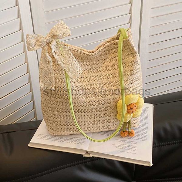 Strandtaschen gewebt große Kapazität Mode Casual Bag 2023 Sommer Net rotes Gras gewebt Ein Schulter -Unterarmtasche Temperament Tasche Frauenbagstylishdesignerbags