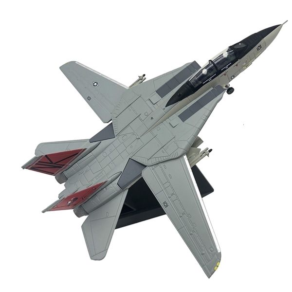 Aeronaves ElectricRC 1100 Aviões Diecast de escala 4 Modelo de jato de avião Tomcat para coleção Presente Decoração da sala de estar 230812