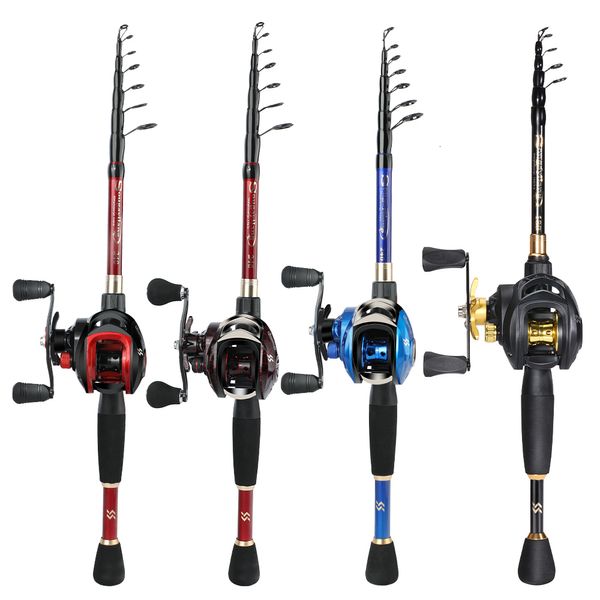 Rod Reel Combo Sougayilang Baitcasting Angelrute und Reel -Set 1,8 m 2,1 m 2,4 m Carbon Ultralight Fishing Rod und Fischerei -Rolle für Bassfischen 230812