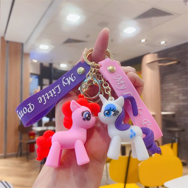 Novo desenho animado Little Ma Baoli Keychain Lovely Rainbow Horse Unicorn Keychain