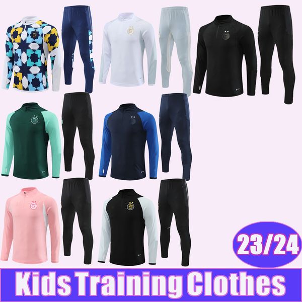 23 24 Algeria Kids Kit Training Носить футбольные майки Mahrez Feghouli Slimani Bennacer Atal Half Zip Track Closuit Football Рубашки