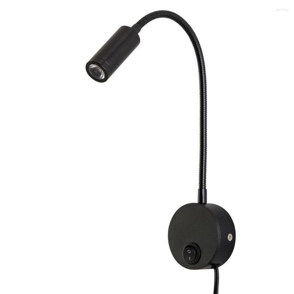 Lampada a parete Agese Lettura Montata Light Sconces Ponte cima della testiera Libri del giradischi Black 3W LED Tappo