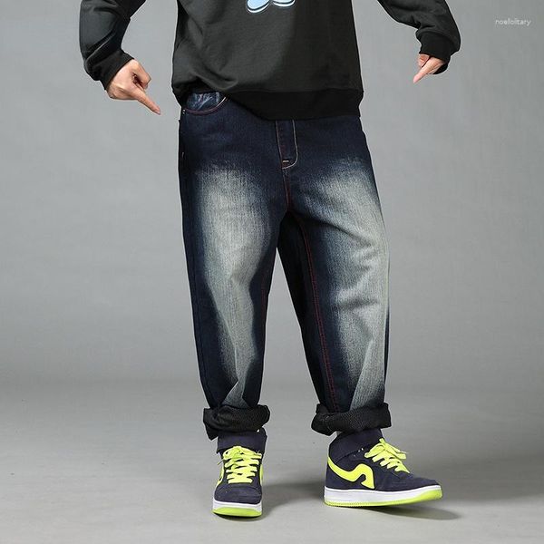 Jeans maschile su pantaloni larghi da uomo maschile sciolte skateboard casual skateboard streetwear gamba iphop pantaloni hiphop 44 46 48