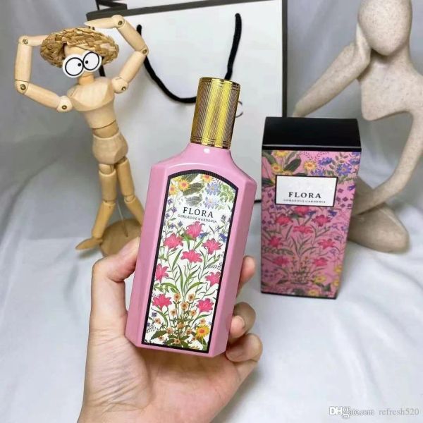 Brand Flora Perfumes para mulheres 100 ml clássicas damas edp spray colônia feminina natural durar fragrância agradável para presente sexy charmoso perfume 3.3 fl.oz por atacado