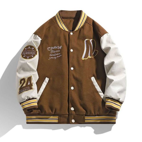 Giacca da college da baseball Letterman ricamata personalizzata per abbigliamento da uomo alla moda