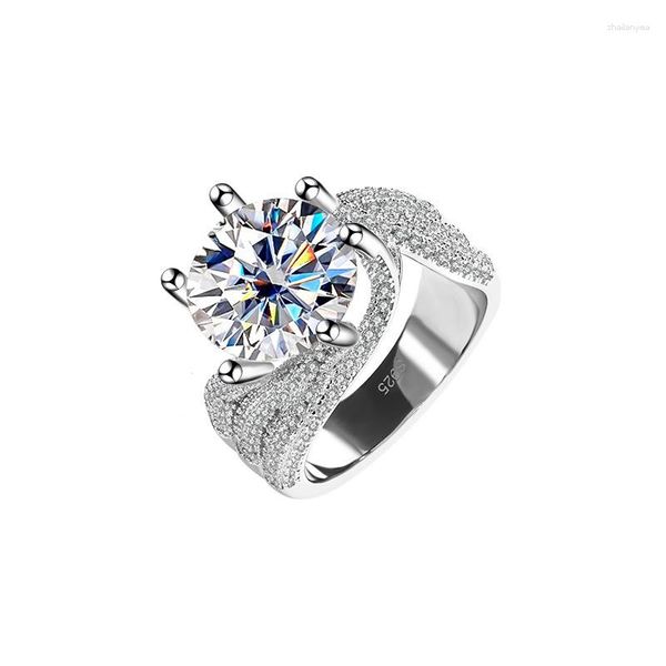 Ringos de cluster S925 Silver Platinum-Plated Ring 5 s Full Diamond III Love Moissanite