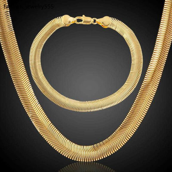 Collana bracciale Collana piatta Golden Collace Cumo Bracciale SET 18K Gioielli placcati in oro PERFETTO Punk Punk Wedding Punk Catene Accessori all'ingrosso