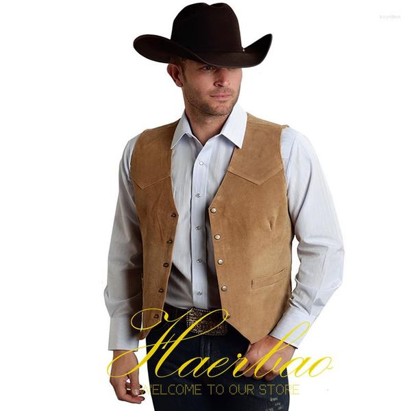 Coletes masculinos camurça colete de cowboy ocidental cowboy cistascoat vintage steampunk chaleco hombre