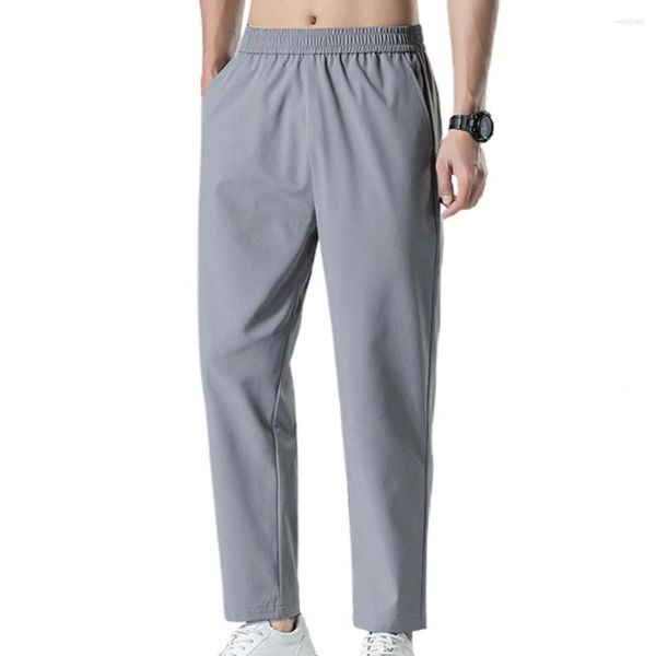 Calça masculina de tamanho grande cor sólida homens retos cinto esportivo ginástica tornozelo de tornozelo de tamanho grande calça de moletom