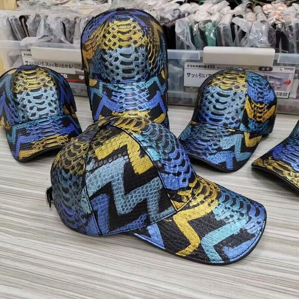 Ball Caps 2023 Multycolour Real Python Skin Cscure Men's Crasual Baseball Cap Подличная кожа мужская черная шляпа с регулируемой канкером