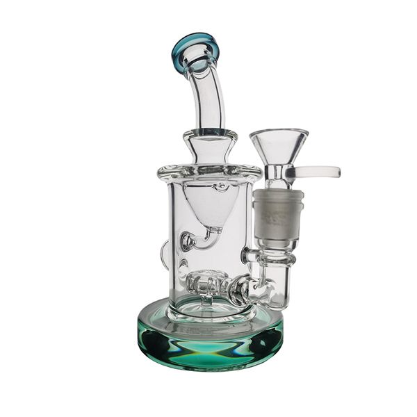 Mini gerade im Dreiecktyp Shisha Glass Bong Recycler Raucherwasserrohr Tupfer Rig 16 cm Höhe mit 14 mm Gelenk