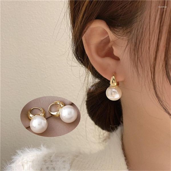 Orecchini a cerchio Korean Cine perle per perle per donne Torgro di colore Gold Minimalista minuscole Huggies Hoops Wedding Fashion Jewelry