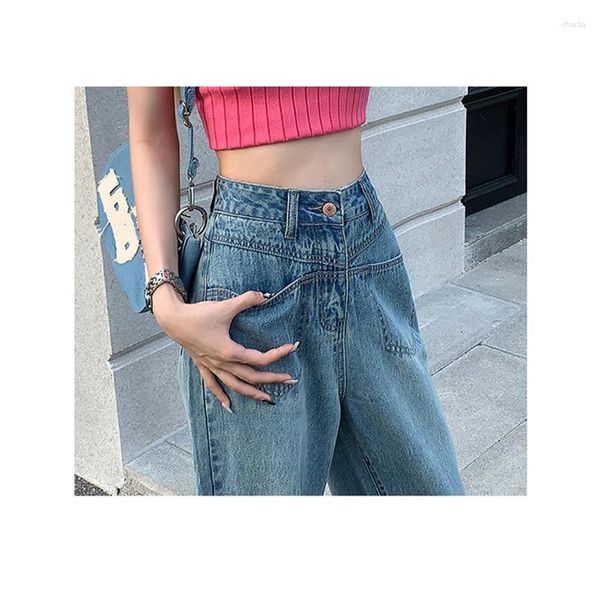 Frauen Jeans Echtzeit PO von für Frauen in 2023 Long Hosen High Street Sommer Vintage Blau vielseitig modische schmale Version W.