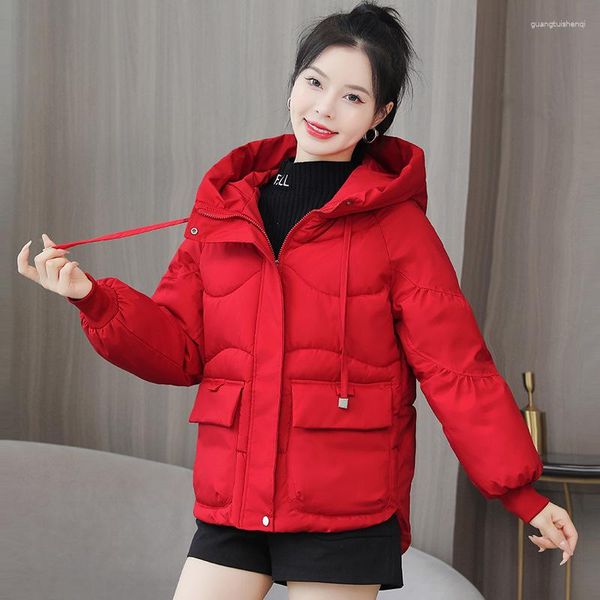 Frauen Trench Coats Frauen Winter Baumwolljacke Korean Lose Kapuzenmantel 2023 warm verdickte Parkas Plus Size Basic