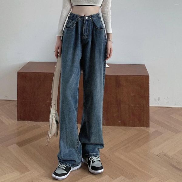 Frauen Jeans hohe Taille Wide Leg Women Frühling Herbst 2023 Vintage Loose Straight Pants Street Trend