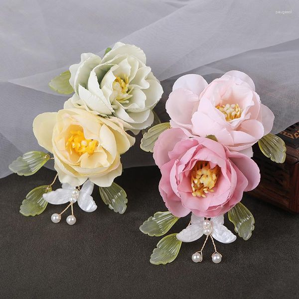 Clip per capelli 2 pezzi per neonati floreali carini carichi di fiori artificiali Hairpins for Girls Kids Lovely Accessori Bouquet Wholesale all'ingrosso