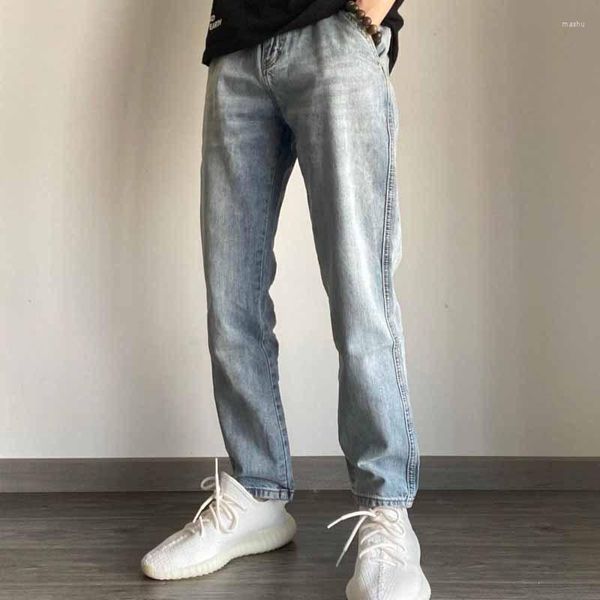 Herren Jeans Frühlings- und Herbsthellfarbe Fahion Trend Lose lässige, gerade vielseitige Vintage -Kumpelhosen